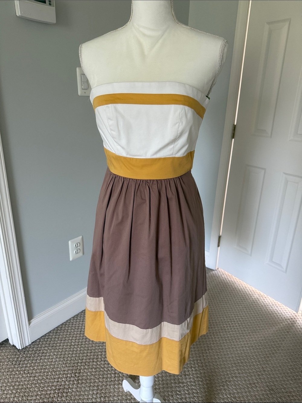 BCBG White Strapless Midi Dress